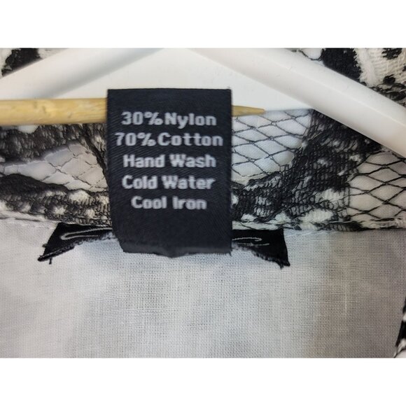 Clara S Sheer Snake Print Lace Button Jacket XL Black White Lightweight New - Picture 5 of 9